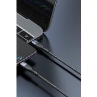 Yesido CA156 1M 60W Pamuk Örgülü Type-C to Type-C PD Hızlı Şarj Kablosu - Siyah