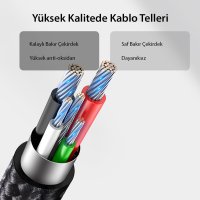 Yesido CA74 1.2M 2.4A Hasırlı Usb to Type-C Hızlı Şarj Kablosu - Siyah