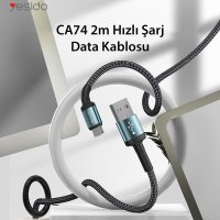 Yesido CA74 1.2M 2.4A Hasırlı Usb to Type-C Hızlı Şarj Kablosu - Siyah