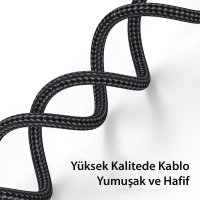 Yesido CA77 2M 20W Hasırlı Type-C to Lightning PD Hızlı Şarj Kablosu - Siyah