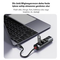 Yesido HB22 5in1 3 Adet Usb 3.0 / 1 Adet 100W Type-C ve 1 Adet 4K 30Hz HDMI Çıkışlı Hub Dönüştürücü - Siyah
