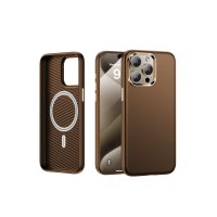 Yesido iPhone 15 Pro PC09 Elegance Deri Magsafe Kapak - Taba