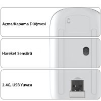 Yesido KB15 2.4G Ergonomik Kablosuz Mouse - Gümüş