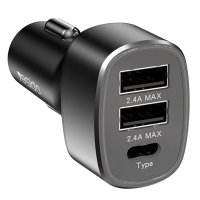 Yesido Y47 25W PD Type-C ve 2 Adet 12W Usb Araç Şarj - Siyah