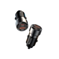 Yesido Y55 1 Adet 30W Usb / 1 Adet 30W Type-C ve 60W Type-C to Type-C Kablolu PD Hızlı Araç Şarj - Siyah