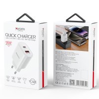 Yesido YC02E 20W Type-C ve 18W QC 3.0 USB Çıkışlı PD Hızlı Şarj Cihazı - Beyaz