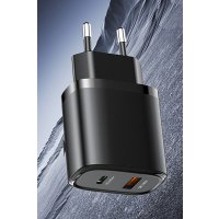 Yesido YC47 1 Adet 20W Type-C / 1 Adet 18W USB Çıkışlı ve 1M 60W Type-C to Type-C Kablolu PD Hızlı Şarj Cihazı - Siyah