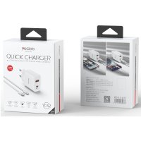 Yesido YC52 1 Adet 30W Type-C 1 Adet 30W Lightning 1 Adet 30W Usb Çıkışlı ve 1M 27W Type-C to Lightning Kablolu PD Şarj Cihazı - Beyaz