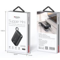 Yesido YP18 10.000 mAh USB3.0 PD Hızlı Şarj Powerbank - Siyah