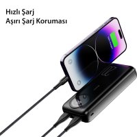 Yesido YP41 20.000 mAh Dijital Göstergeli USB3.0 PD Hızlı Şarj Powerbank - Siyah
