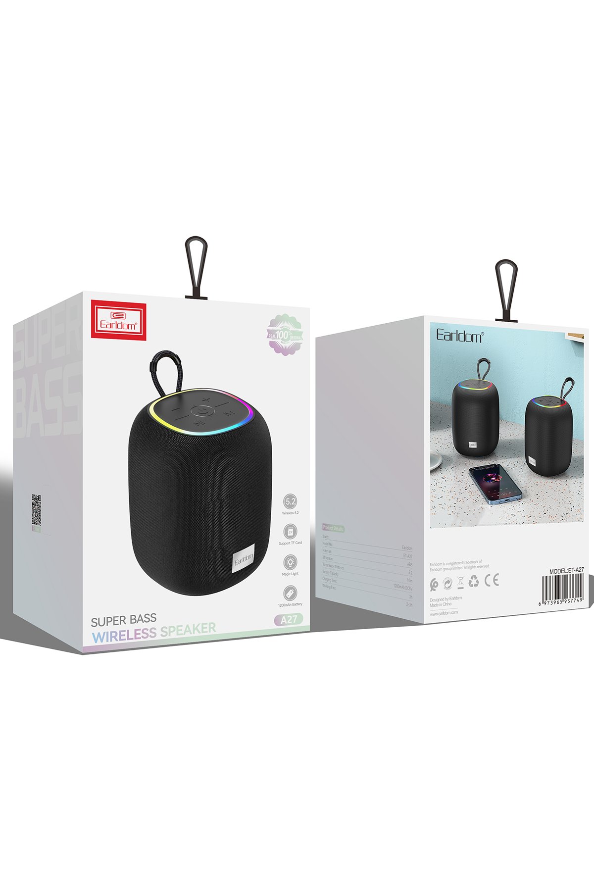 Earldom ZP32 360 Derece Ayarlanabilir BT 5.2 RGB Işık ve Beyaz Işık Aydınlatmalı Akıllı Yüz Takip Özellikli Selfie Gimbal - Siyah