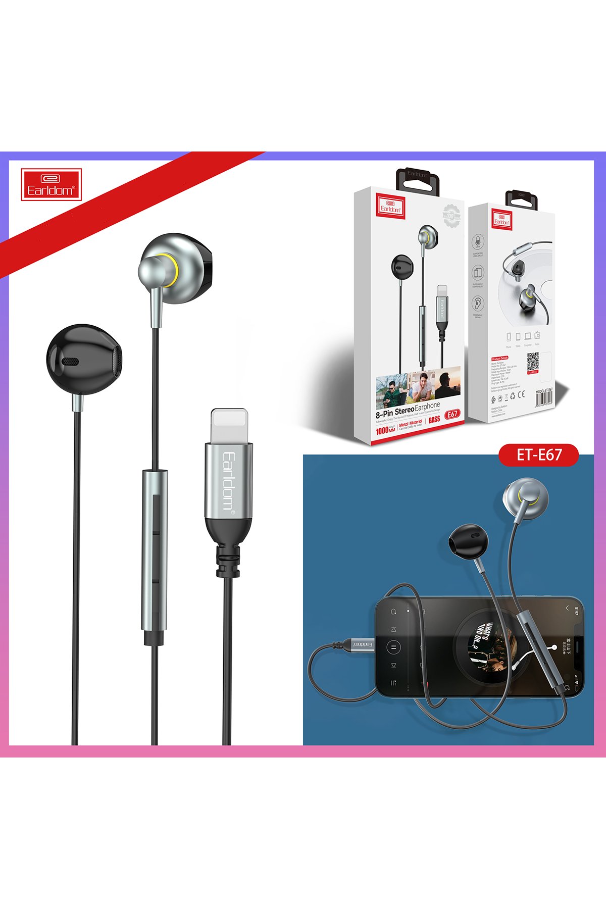 Earldom AUX46 Tak Çalıştır 1M 3.5mm Aux Kablo - Siyah