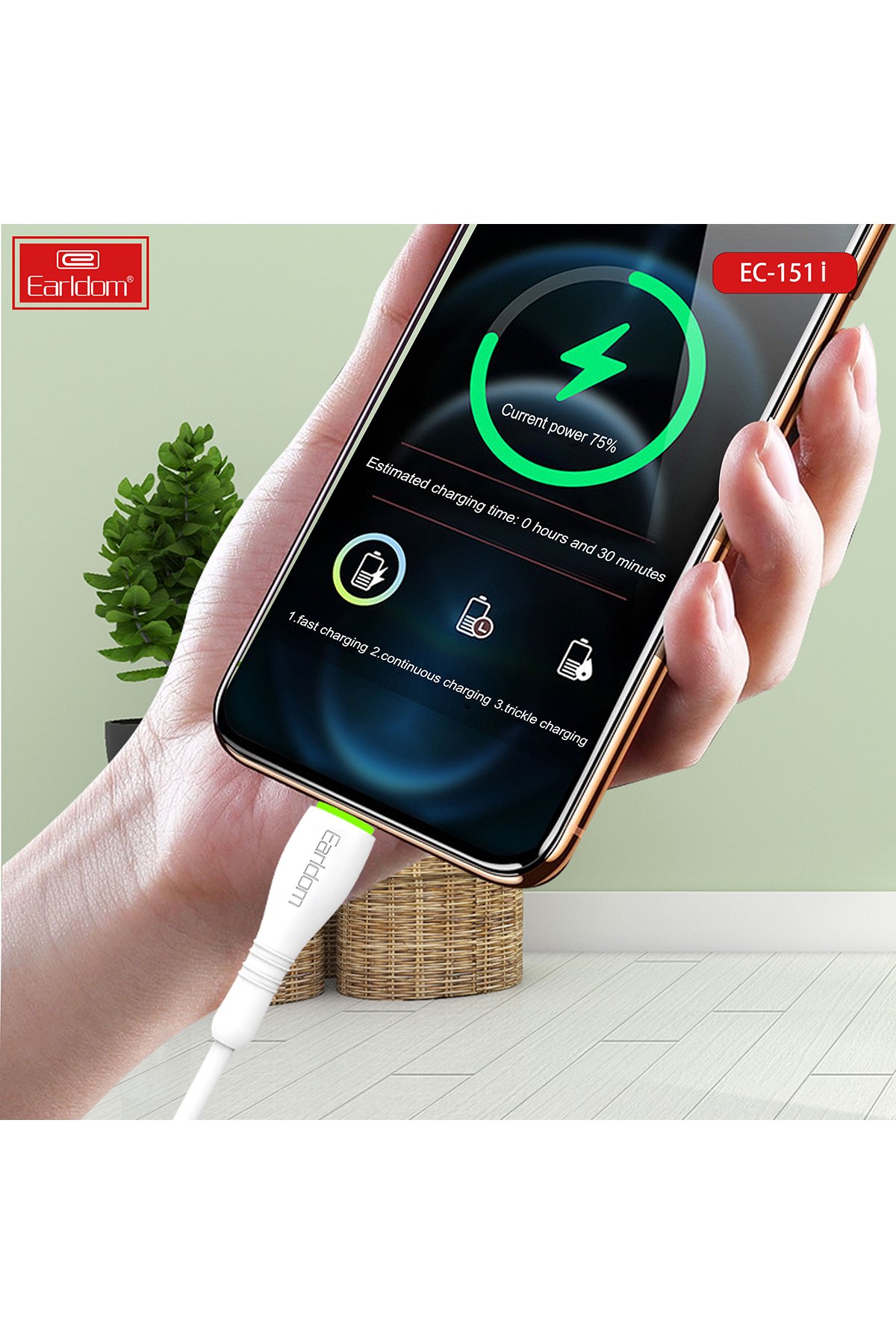 Earldom CP01 Tak Çalıştır 2in1 Type-C to USB Dönüştürücülü Kablosuz CarPlay Adaptör - Beyaz