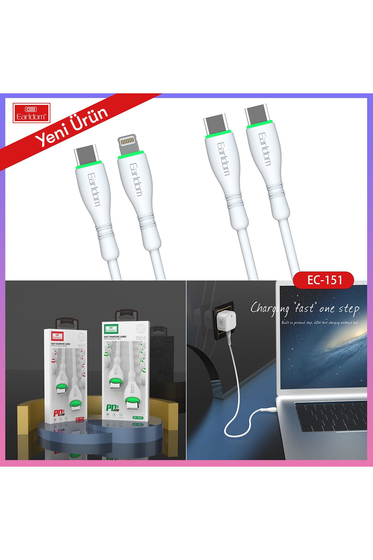 Earldom CP01 Tak Çalıştır 2in1 Type-C to USB Dönüştürücülü Kablosuz CarPlay Adaptör - Beyaz