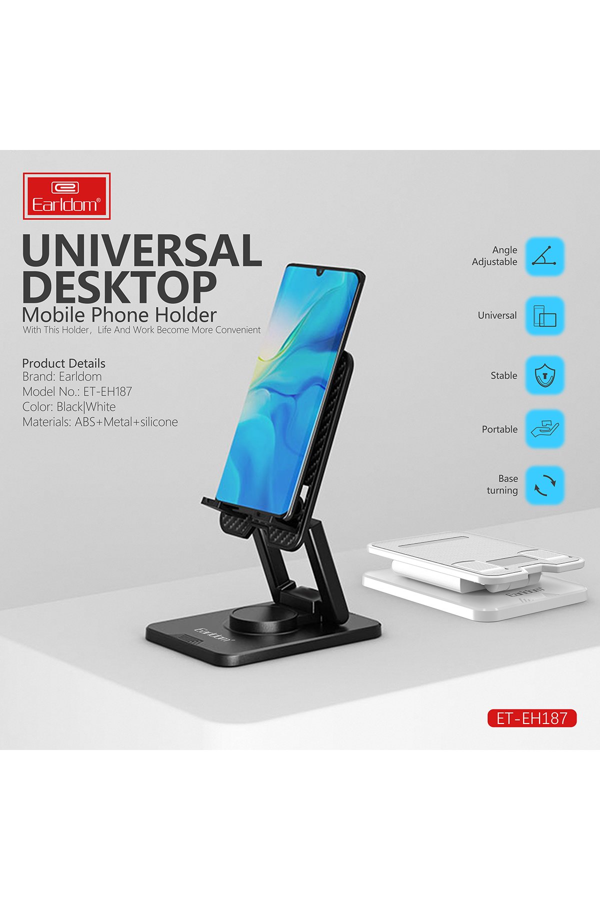 Earldom ZP31 360 Derece Ayarlanabilir Açılı BT 4.2 Tripodlu Manyetik Magsafe Özellikli Selfie Çubuğu - Siyah