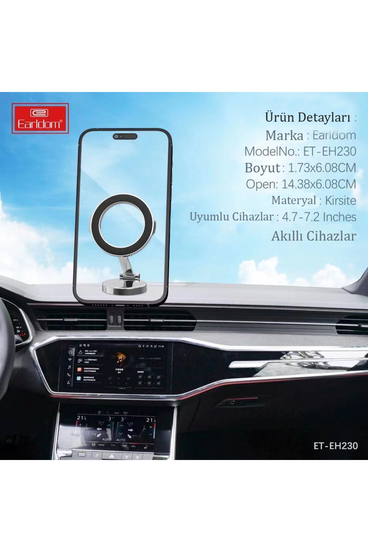 Earldom EH283 360 Derece Ayarlanabilir Katlanabilir Metal Masaüstü Telefon Tutucu - Gümüş