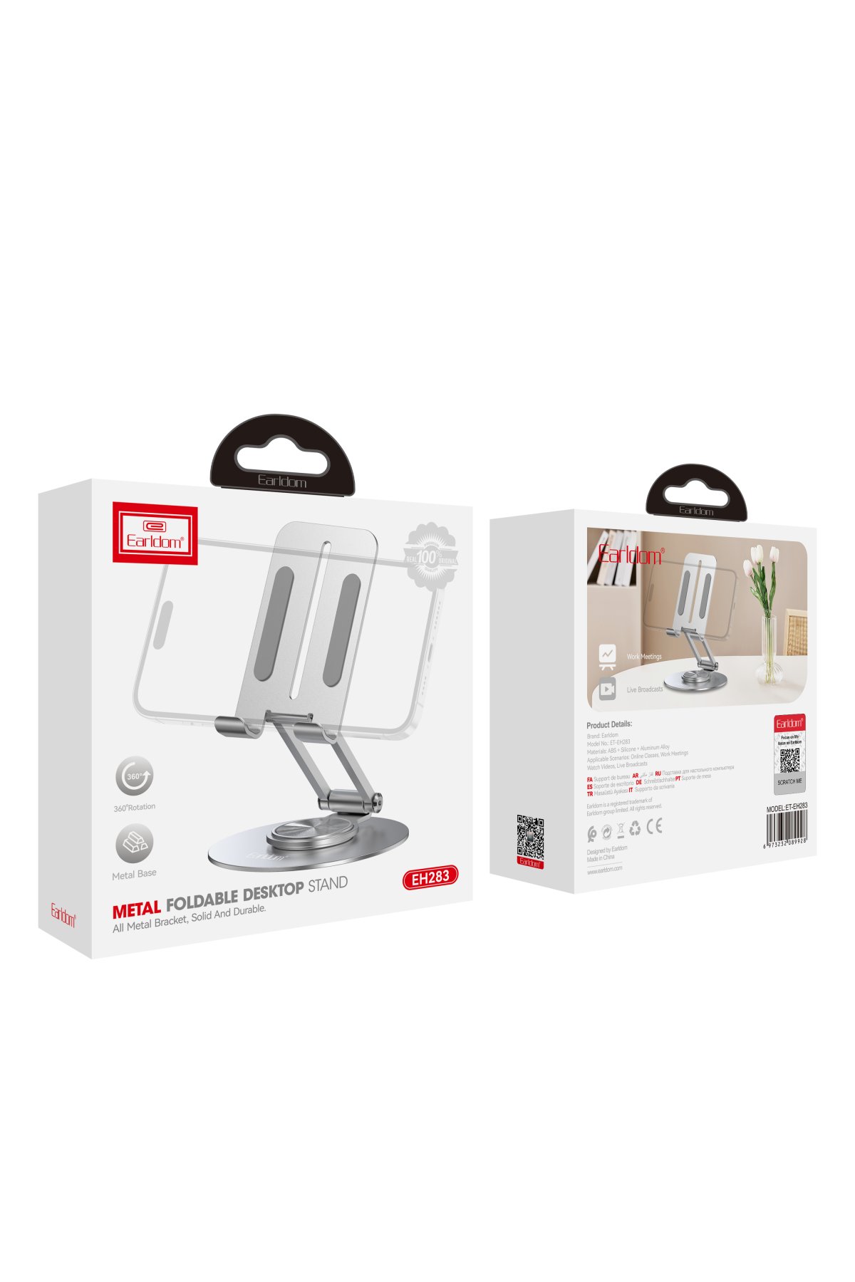 Earldom EH257 360 Derece Ayarlanabilir Metal Laptop Standı - Gri