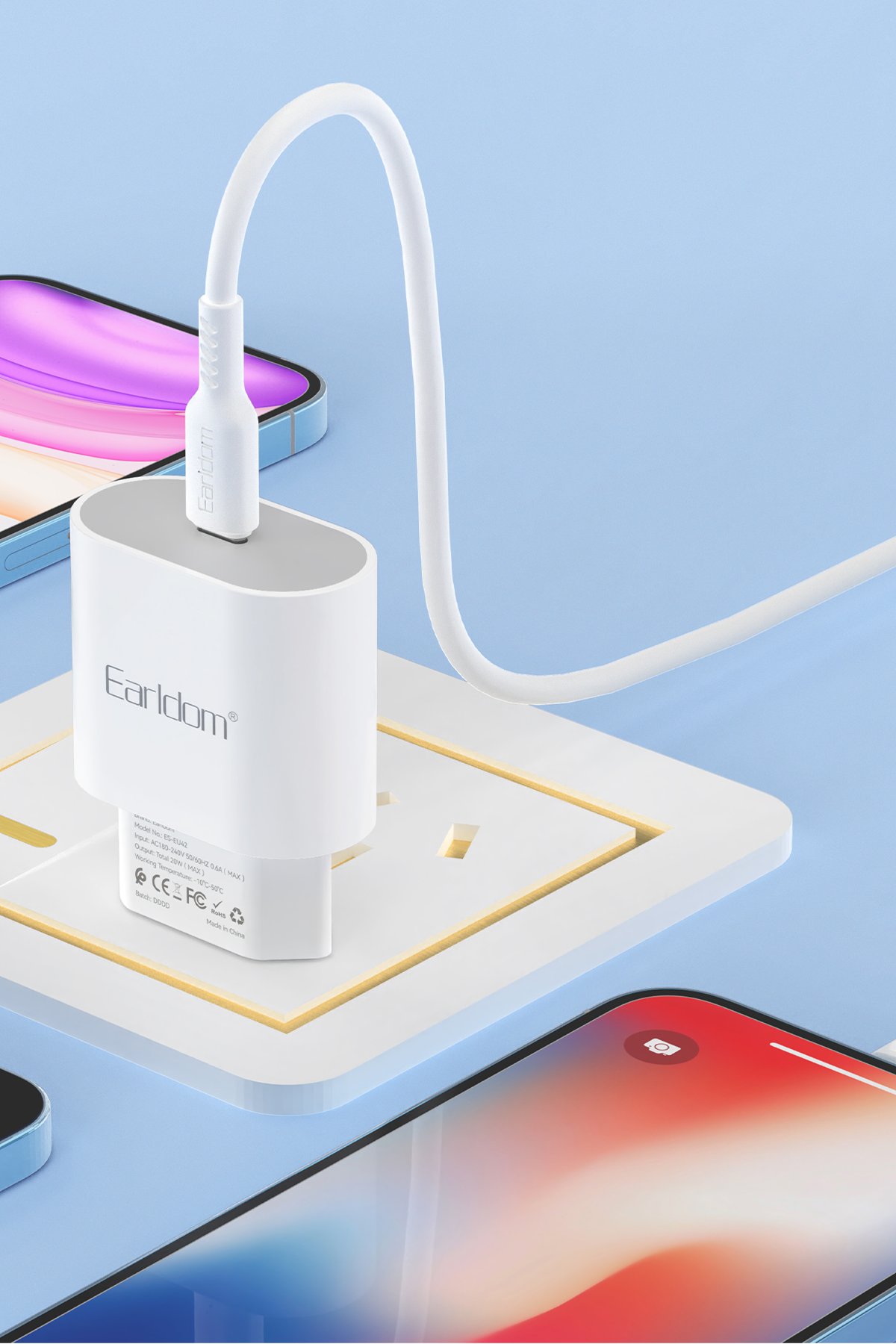 Earldom PD19 5.000 mAh Kablosuz Şarjlı Standlı PD Hızlı Şarj Powerbank - Siyah
