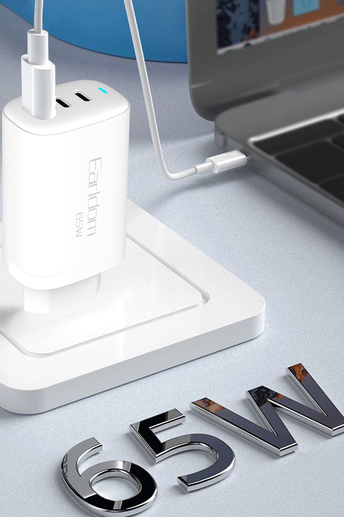 Earldom EH222 360 Derece Ayarlanabilir Katlanabilir Masaüstü Telefon Tutucu - Beyaz