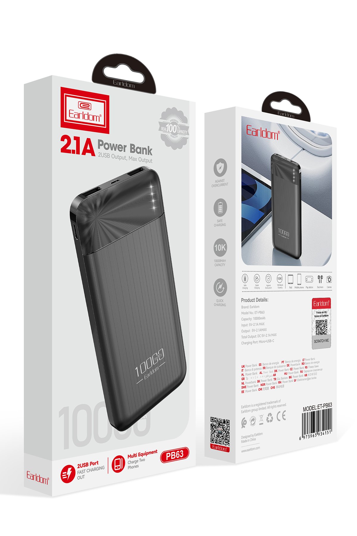 Earldom EC-137L 1M 3A Kırılmaya Dayanıklı Lightning Hızlı Şarj Kablosu - Beyaz