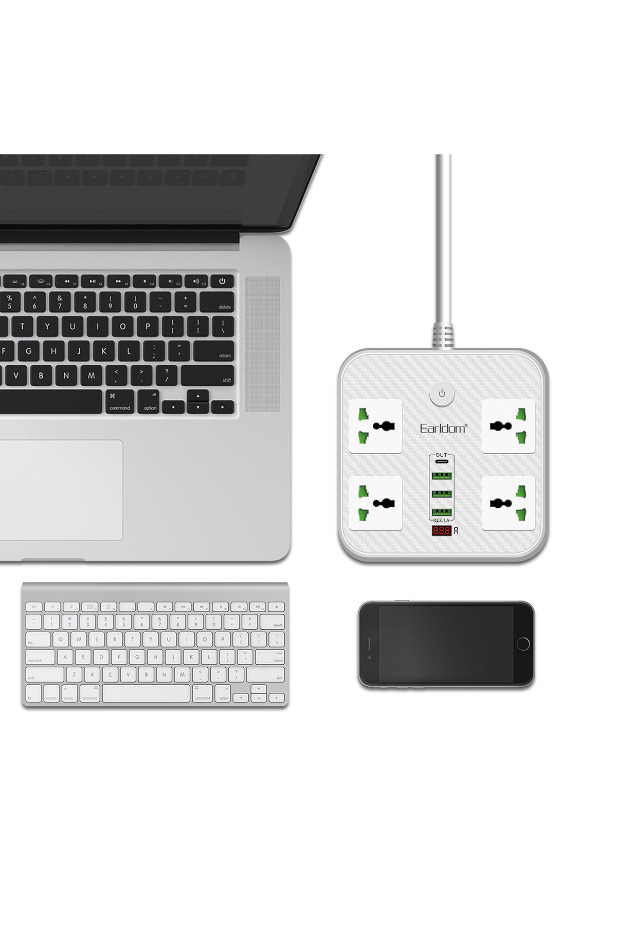 Earldom EC-190CC 2M 60W iPhone 15 Serisi ile Uyumlu Type-C to Type-C PD Hızlı Şarj Kablosu - Beyaz