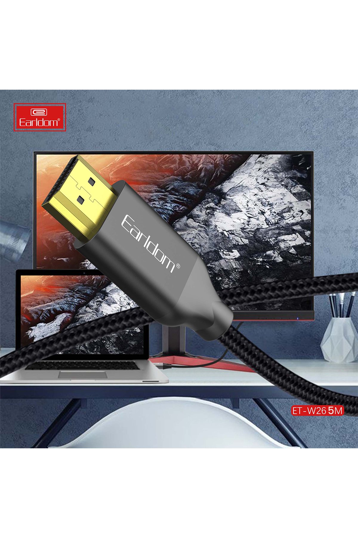 Earldom EU47 67W USB QC 3.0 Çıkışlı ve USB to Type-C Kablolu PD Hızlı Şarj Cihazı - Beyaz