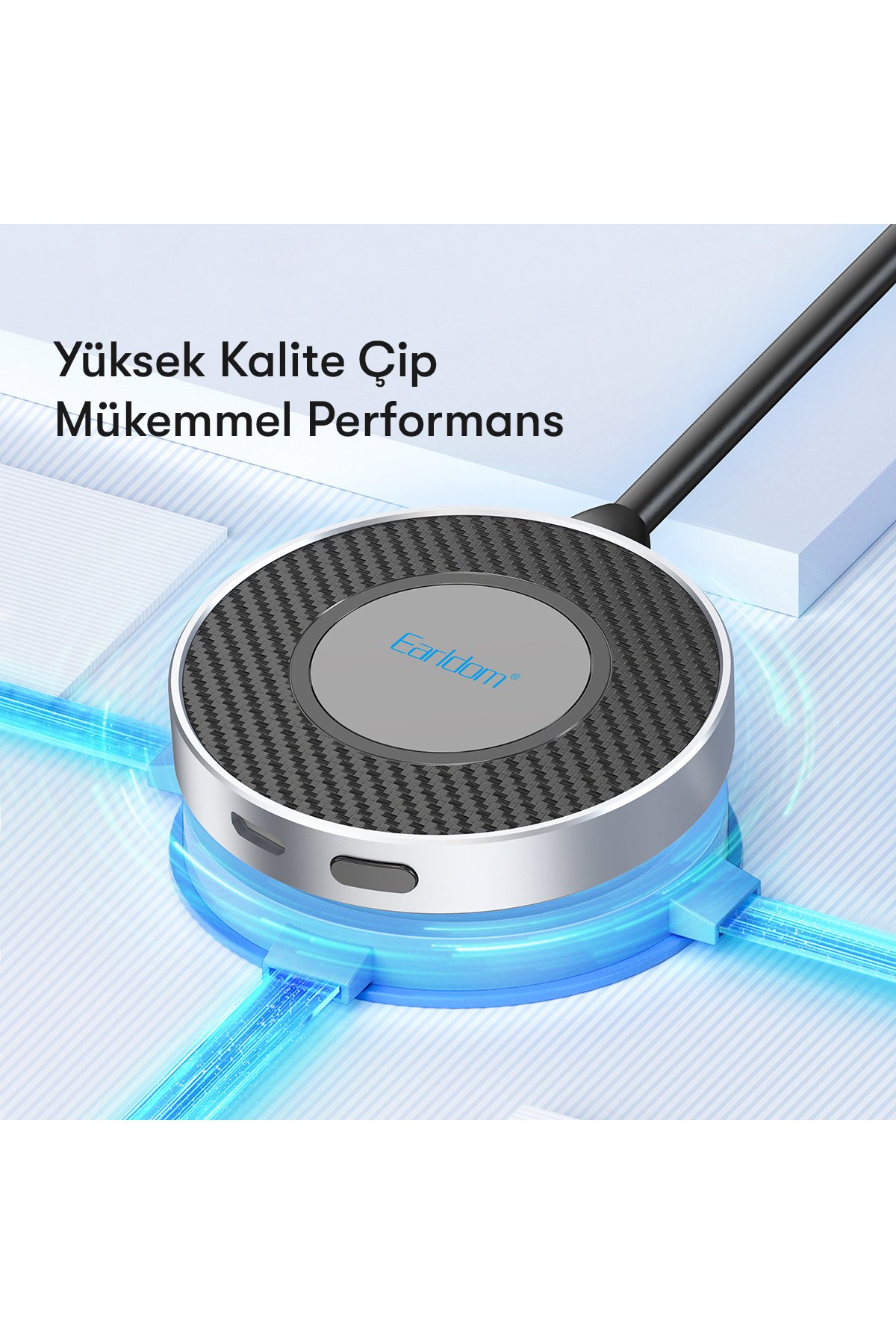 Earldom PD12 5.000 mAh 12W Kablosuz Şarjlı PD Hızlı Şarj Powerbank - Mavi