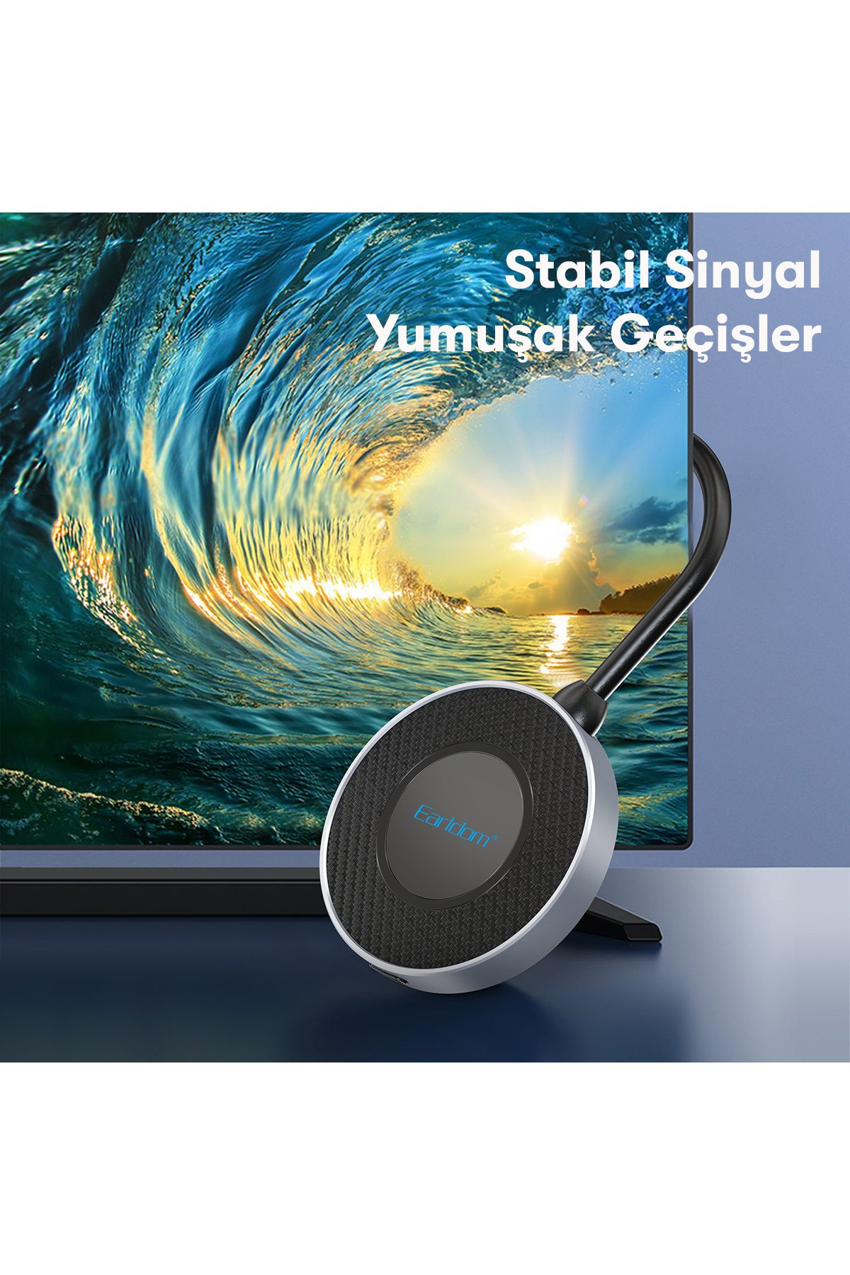 Earldom PD12 5.000 mAh 12W Kablosuz Şarjlı PD Hızlı Şarj Powerbank - Mavi