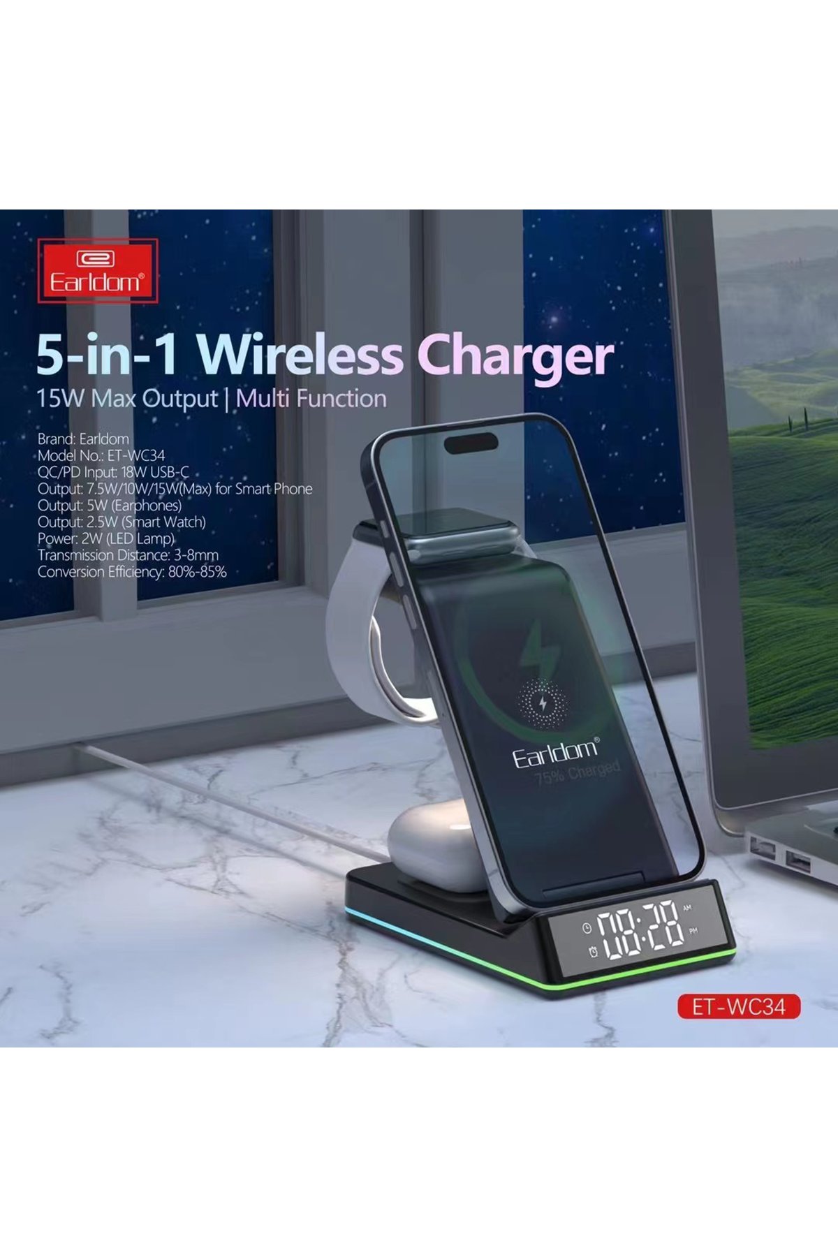 Earldom EH283 360 Derece Ayarlanabilir Katlanabilir Metal Masaüstü Telefon Tutucu - Gümüş
