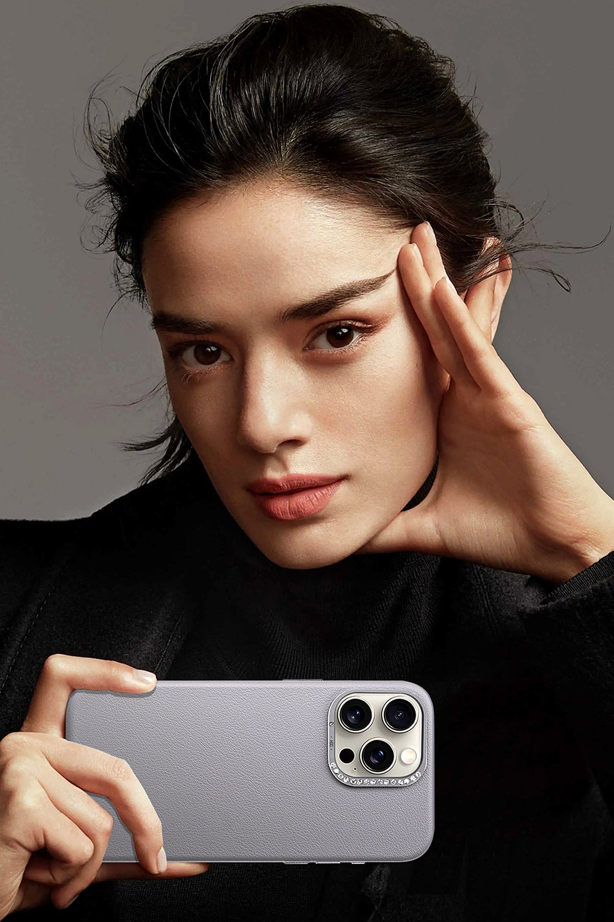 HDD iPhone 14 Pro Max HBC-247 Atina Kartvizitli Kapak - Natural Grey