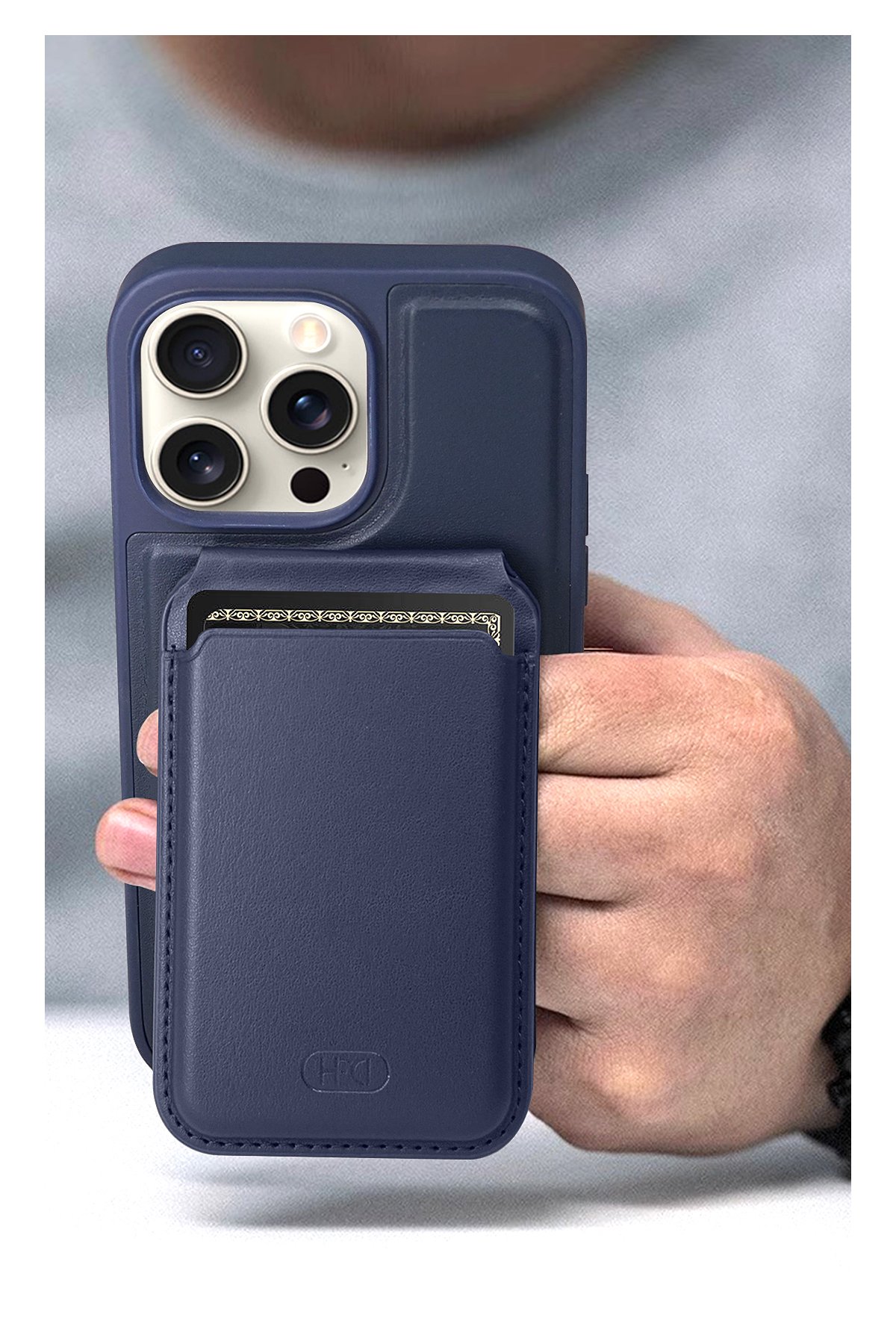 HDD iPhone 15 Pro Max Kılıf HBC-160 Almera Taşlı Kapak - Derin Mor