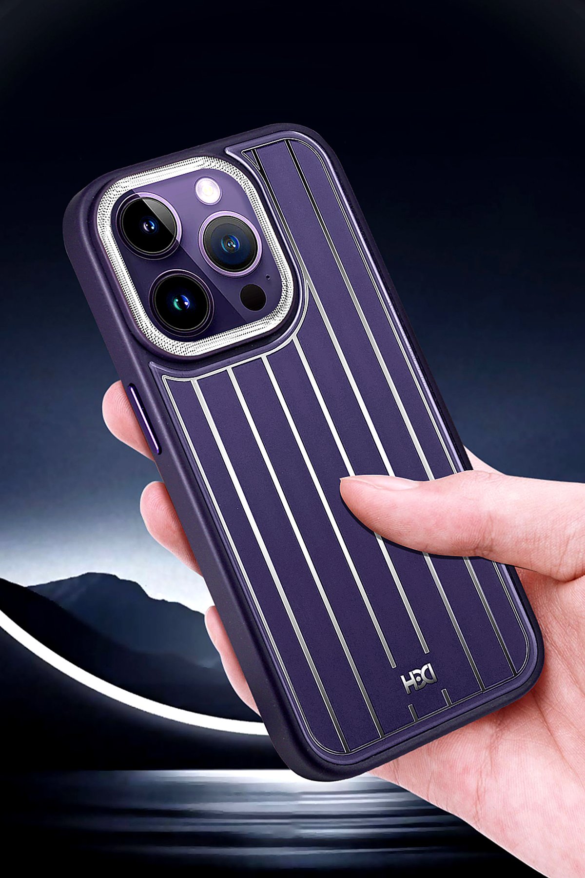 HDD iPhone 15 Pro Max HBC-264 Lambor Karbon Fiber Sport Kapak - Derin Mor