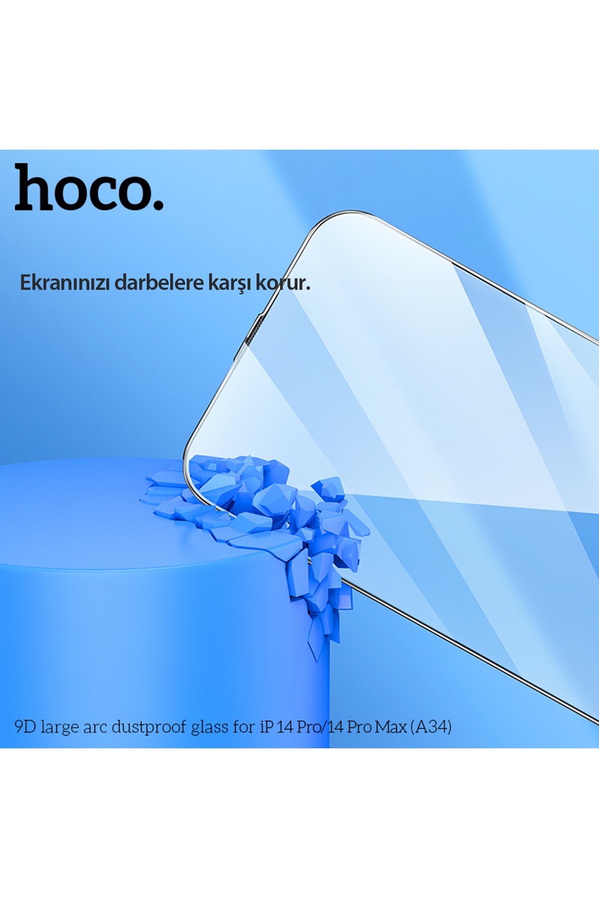 Hoco iPhone 14 Pro Max 9D Dustproof Hayalet Cam Ekran Koruyucu - Siyah