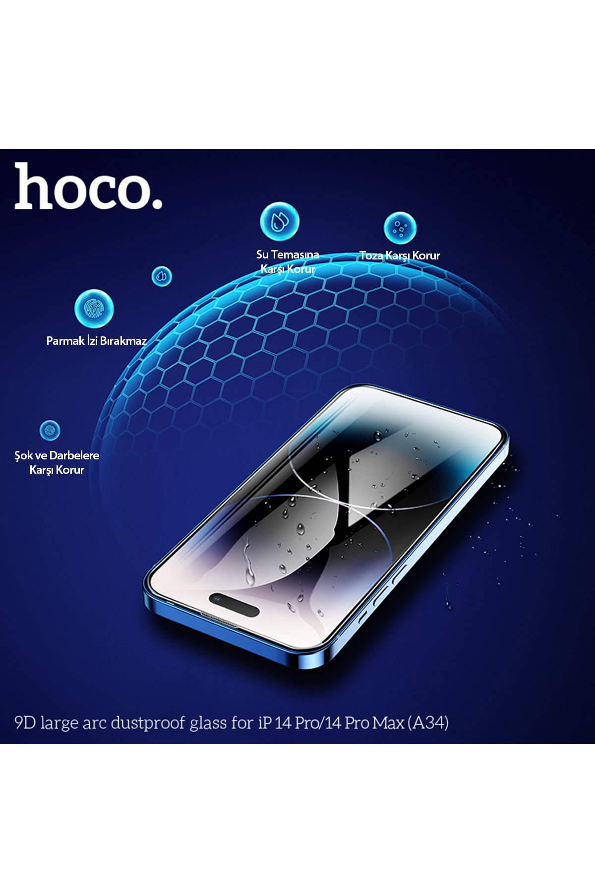 Hoco iPhone 14 Pro Max 9D Dustproof Hayalet Cam Ekran Koruyucu - Siyah
