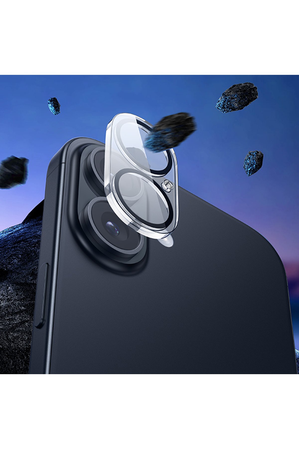 Hoco iPhone 16 3D Metal Frame Kamera Lens - Siyah