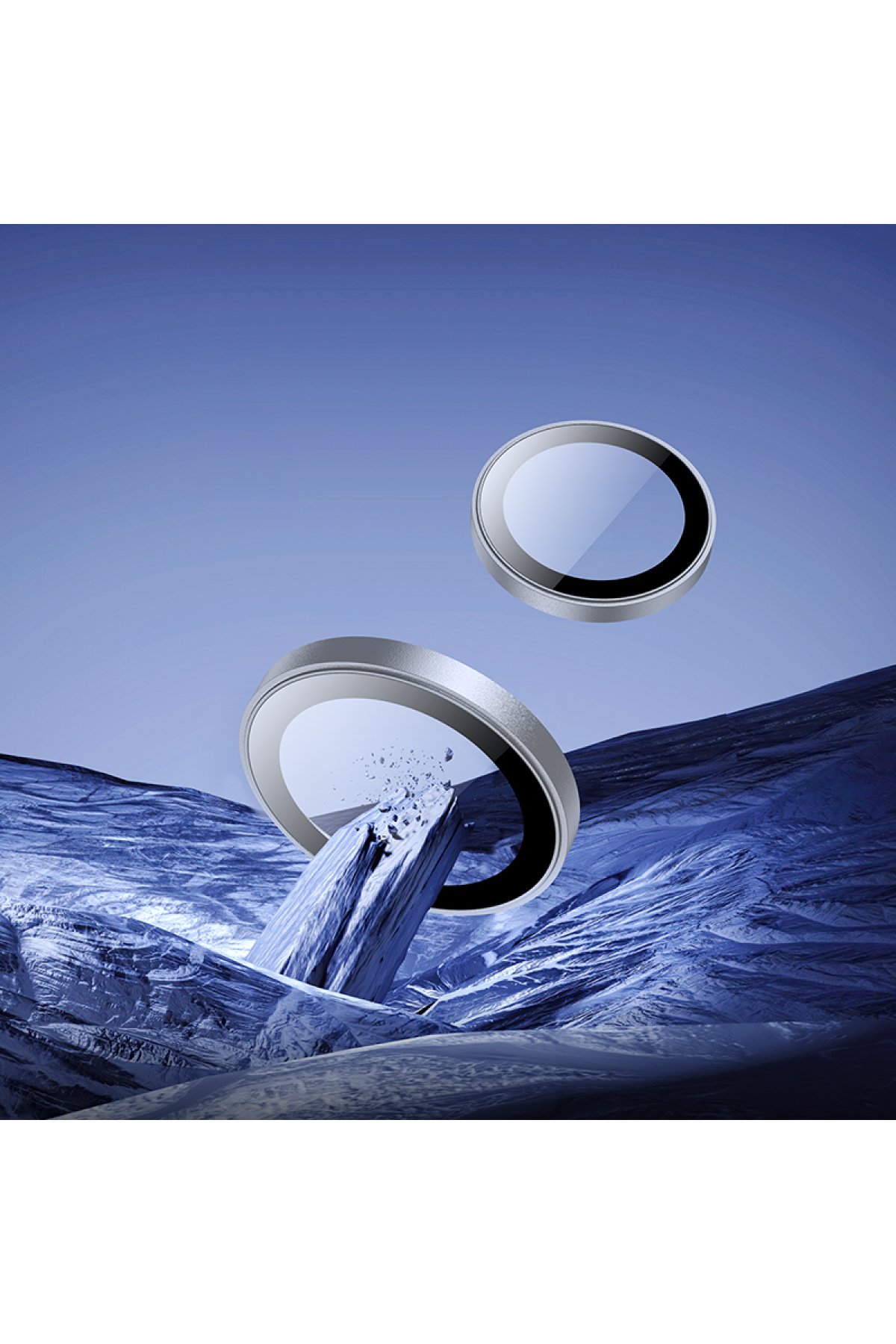 Hoco iPhone 16 Plus 3D Metal Frame Kamera Lens - Gümüş