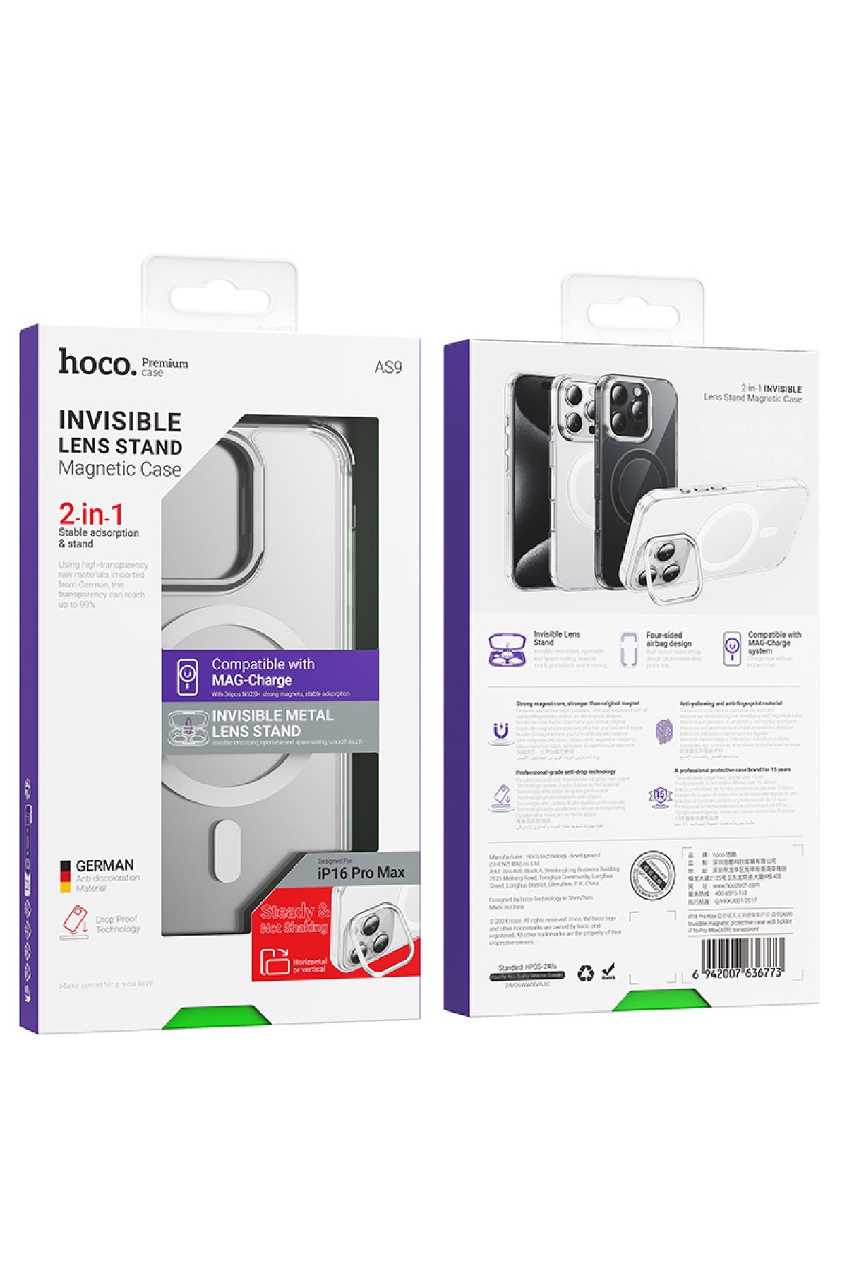 Hoco iPhone 16 Pro 3D Metal Frame Kamera Lens - Siyah