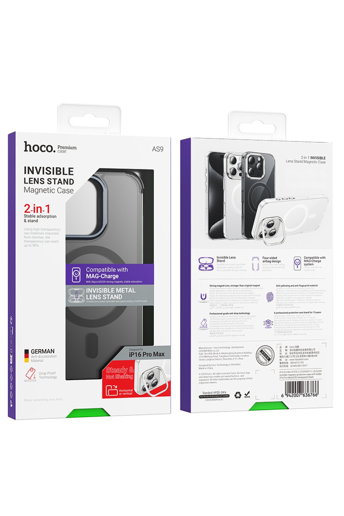 Hoco iPhone 16 Pro 3D Metal Frame Kamera Lens - Siyah