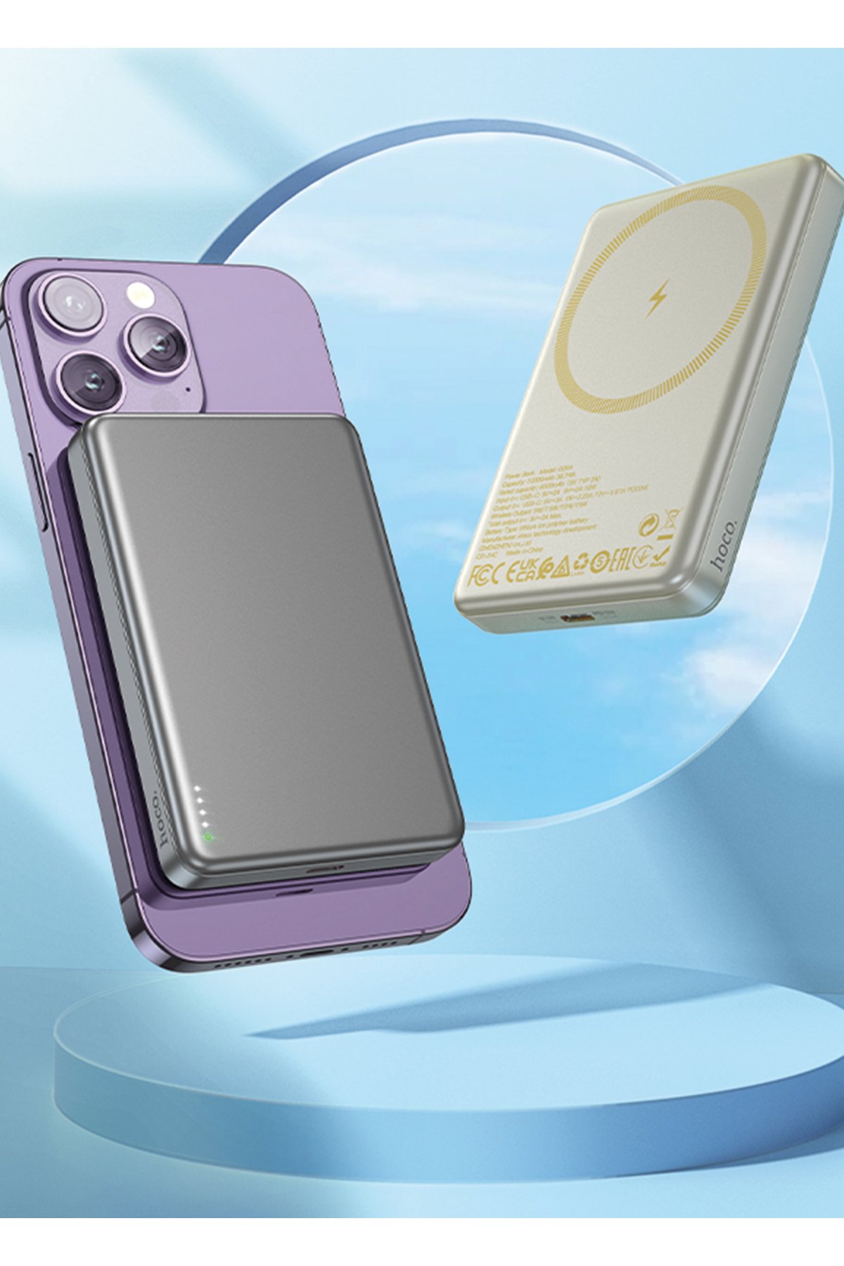 Hoco CQ3 3in1 15W Masaüstü Kablosuz Şarj Standı - Siyah