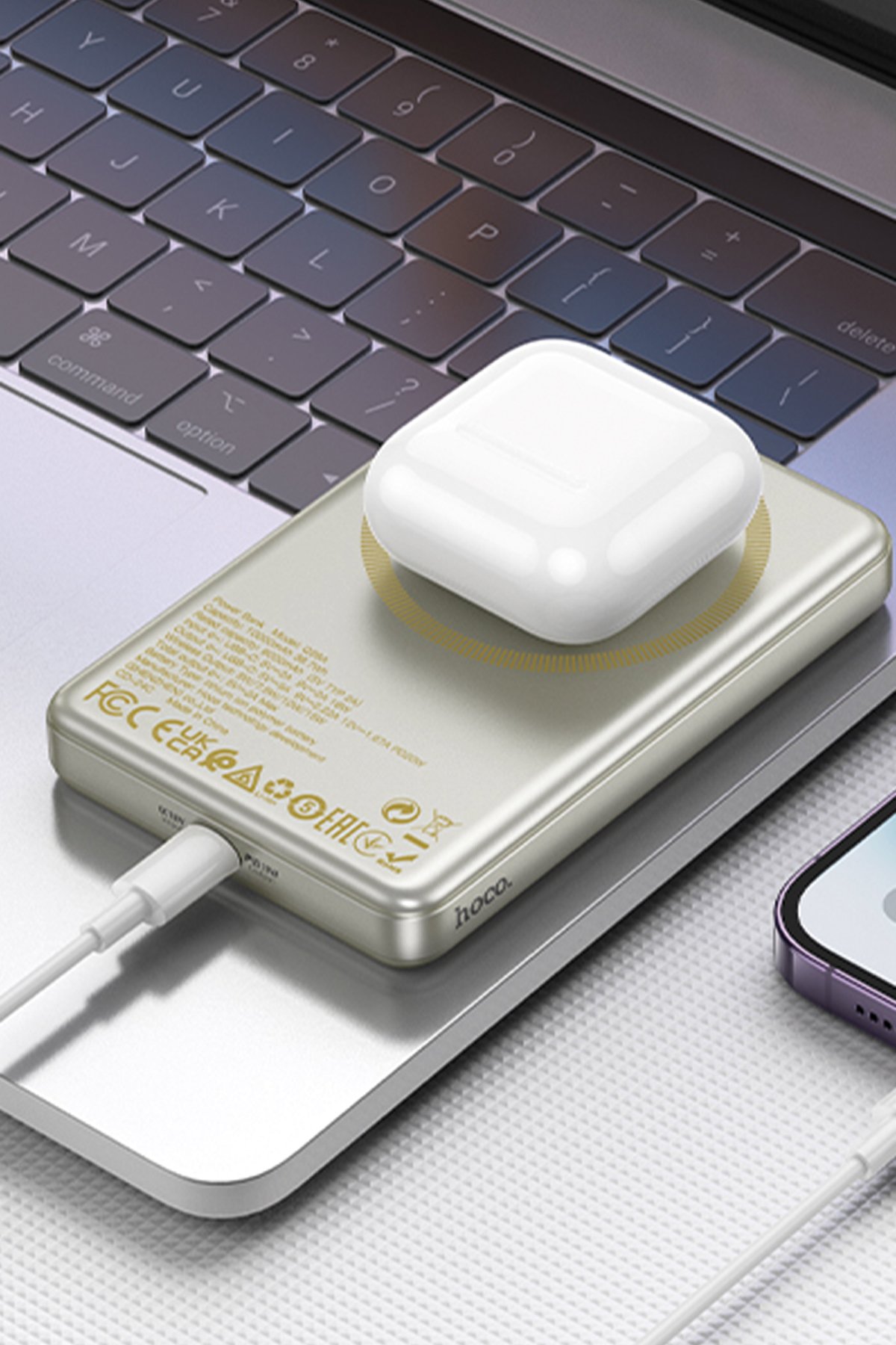 Hoco CQ3 3in1 15W Masaüstü Kablosuz Şarj Standı - Siyah