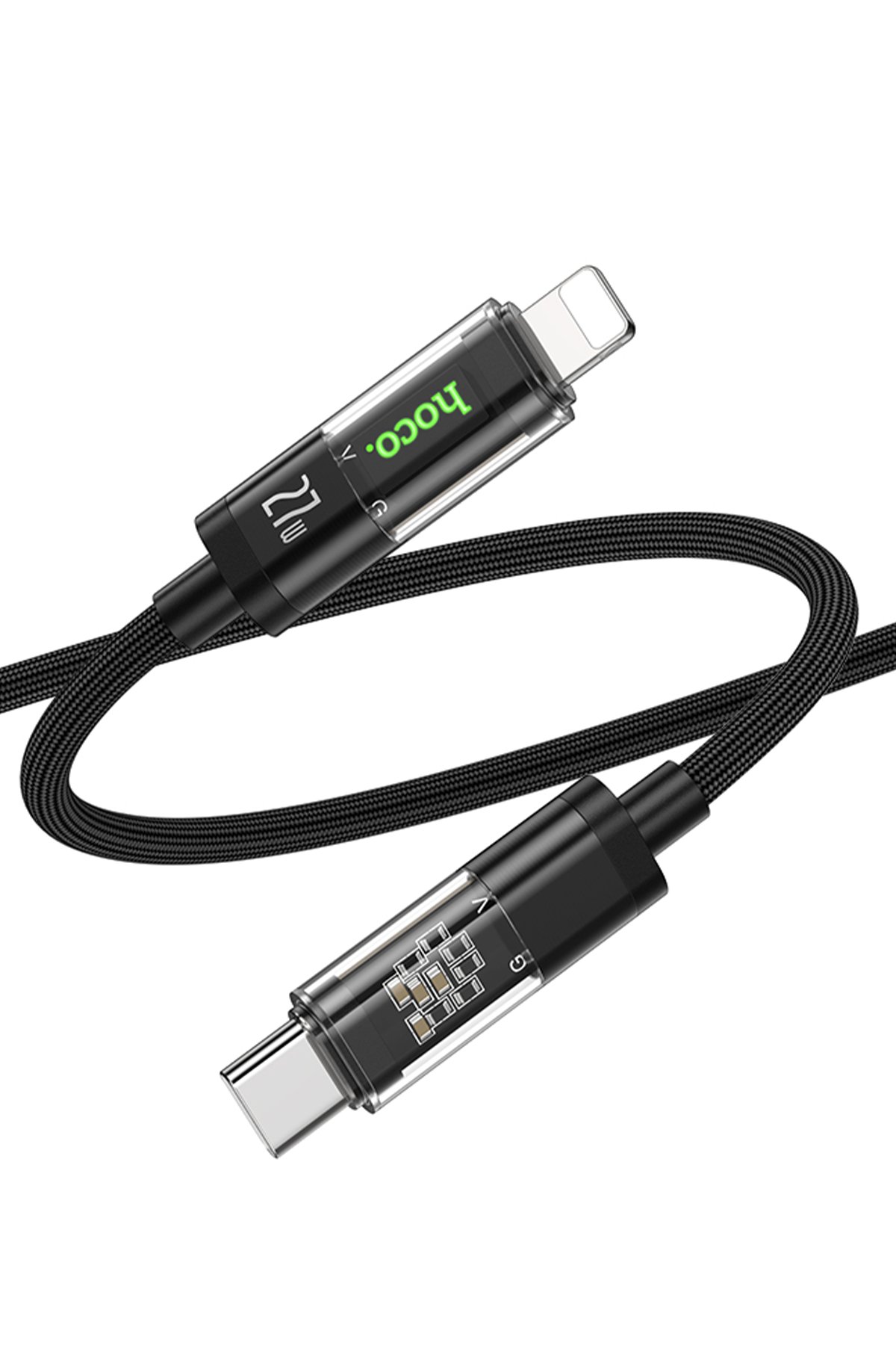 Hoco U122 1.2M Lantern USB to Type-C Şarj Data Kablosu - Siyah