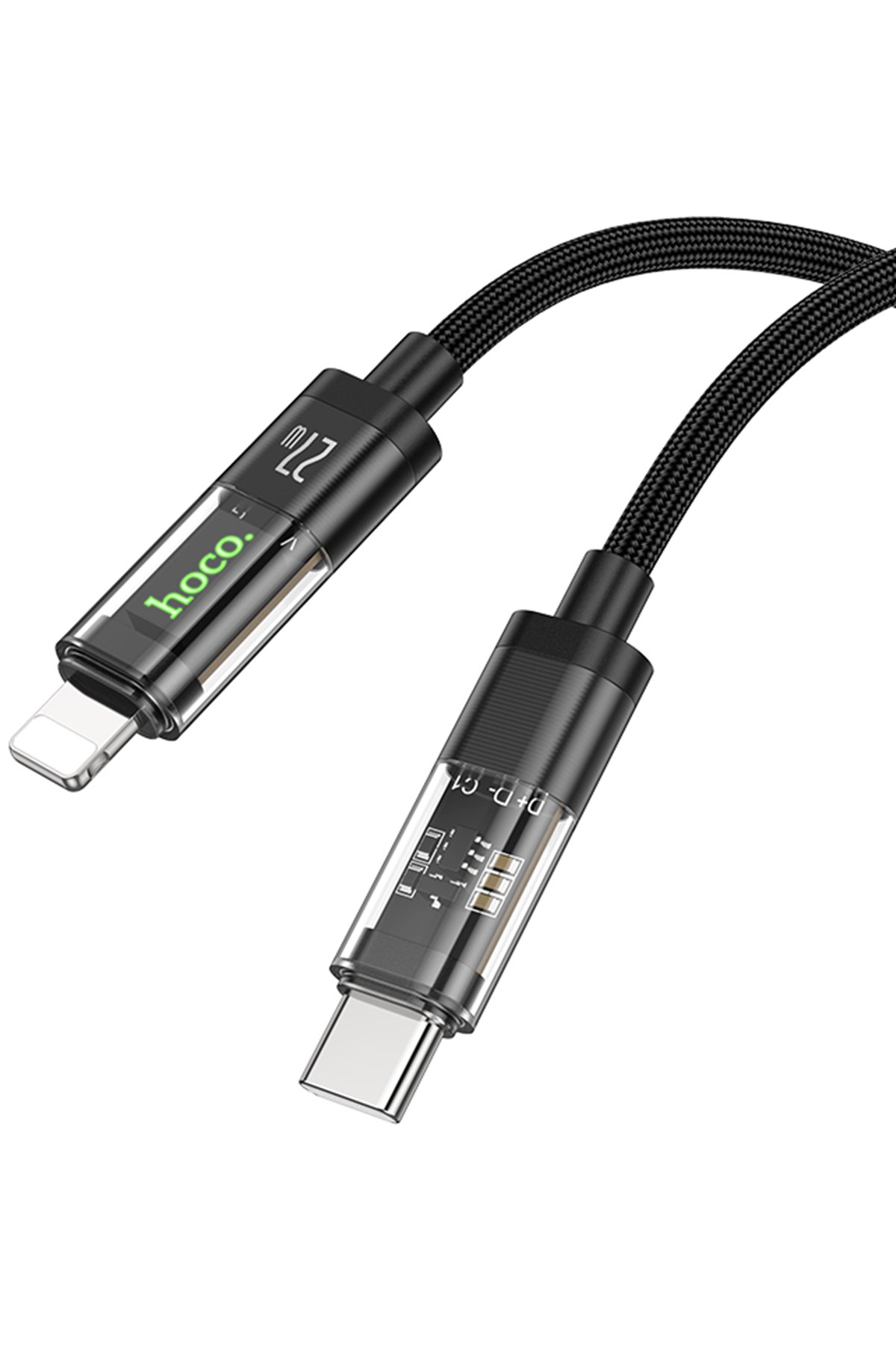 Hoco U122 1.2M Lantern USB to Type-C Şarj Data Kablosu - Siyah