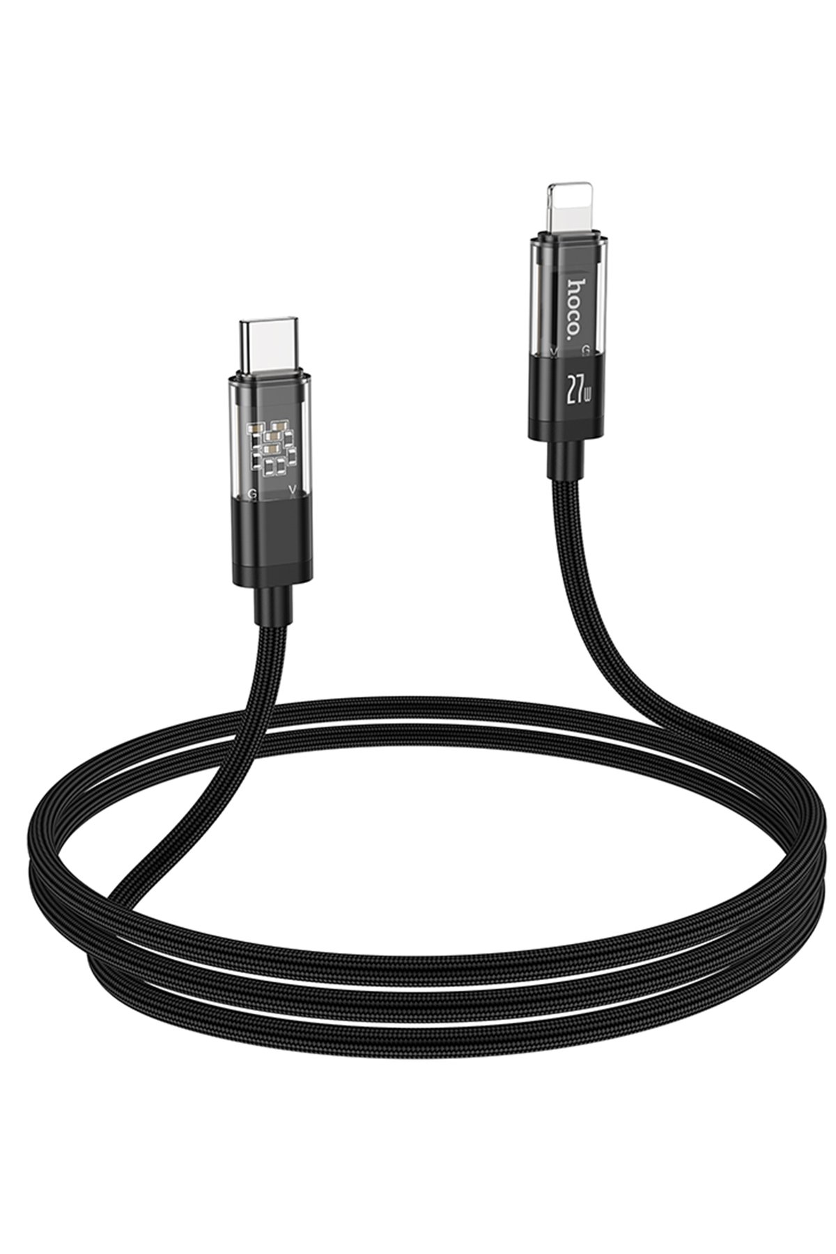 Hoco U122 1.2M Lantern USB to Type-C Şarj Data Kablosu - Siyah