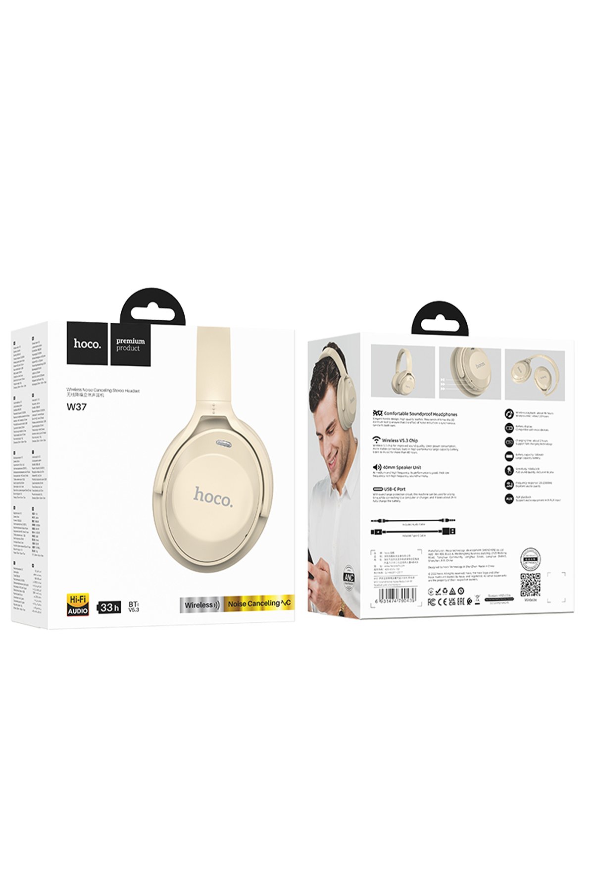 Hoco AC9A 1.5M Talent 2 Adet USB 1 Adet Type-C 1 Adet Priz PD30W Şarj Aleti - Beyaz