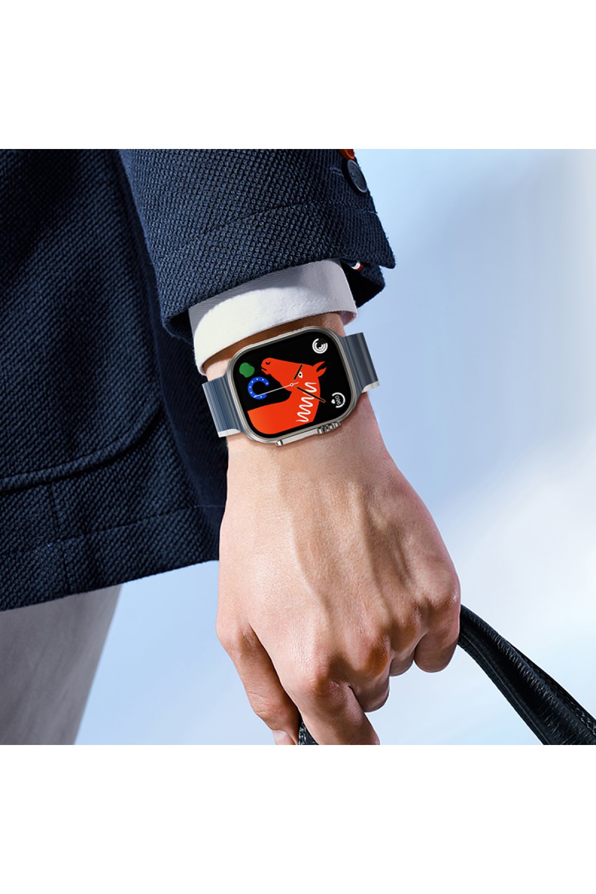 Hoco Watch 45mm AS102 Silikon Kordon - Koyu Mavi-Açık Mavi