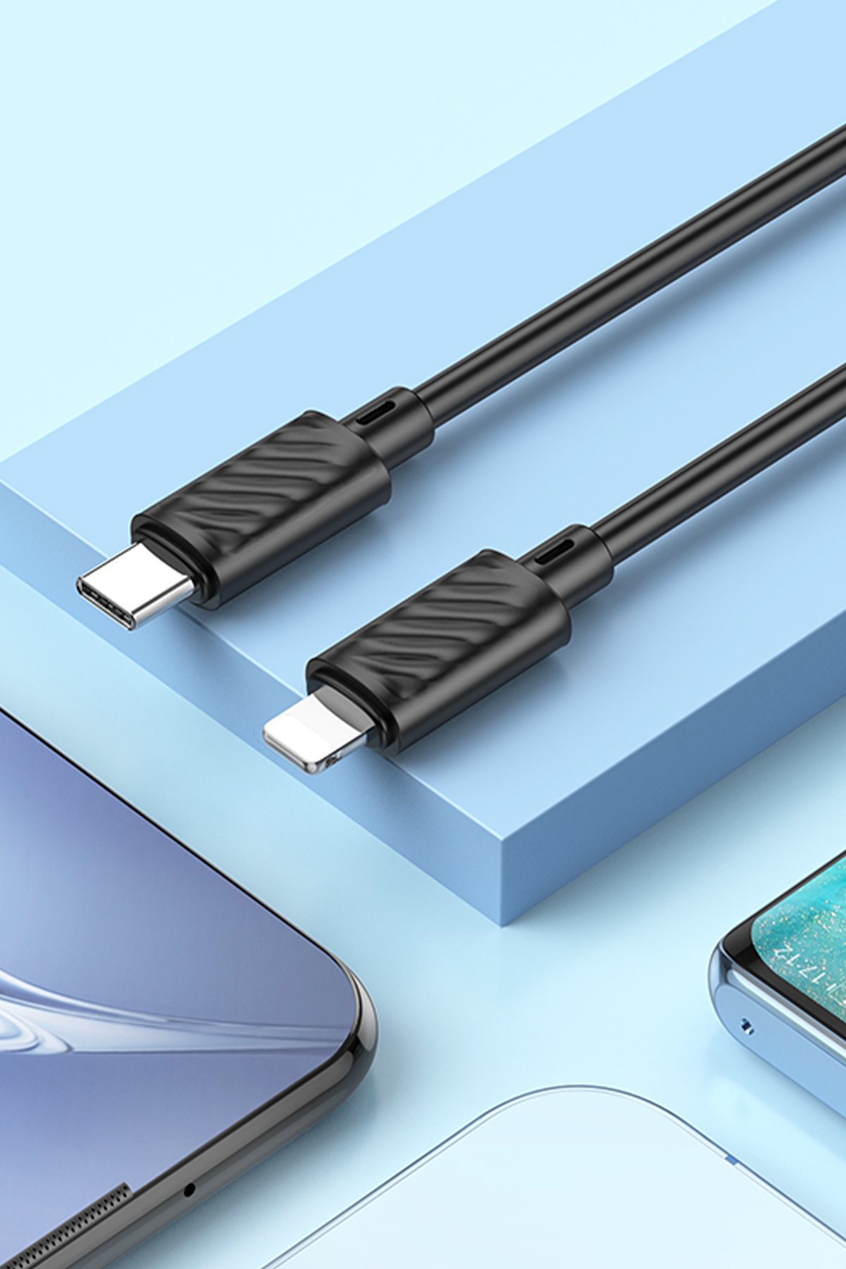 Hoco AC9A 1.5M Talent 2 Adet USB 1 Adet Type-C 1 Adet Priz PD30W Şarj Aleti - Beyaz