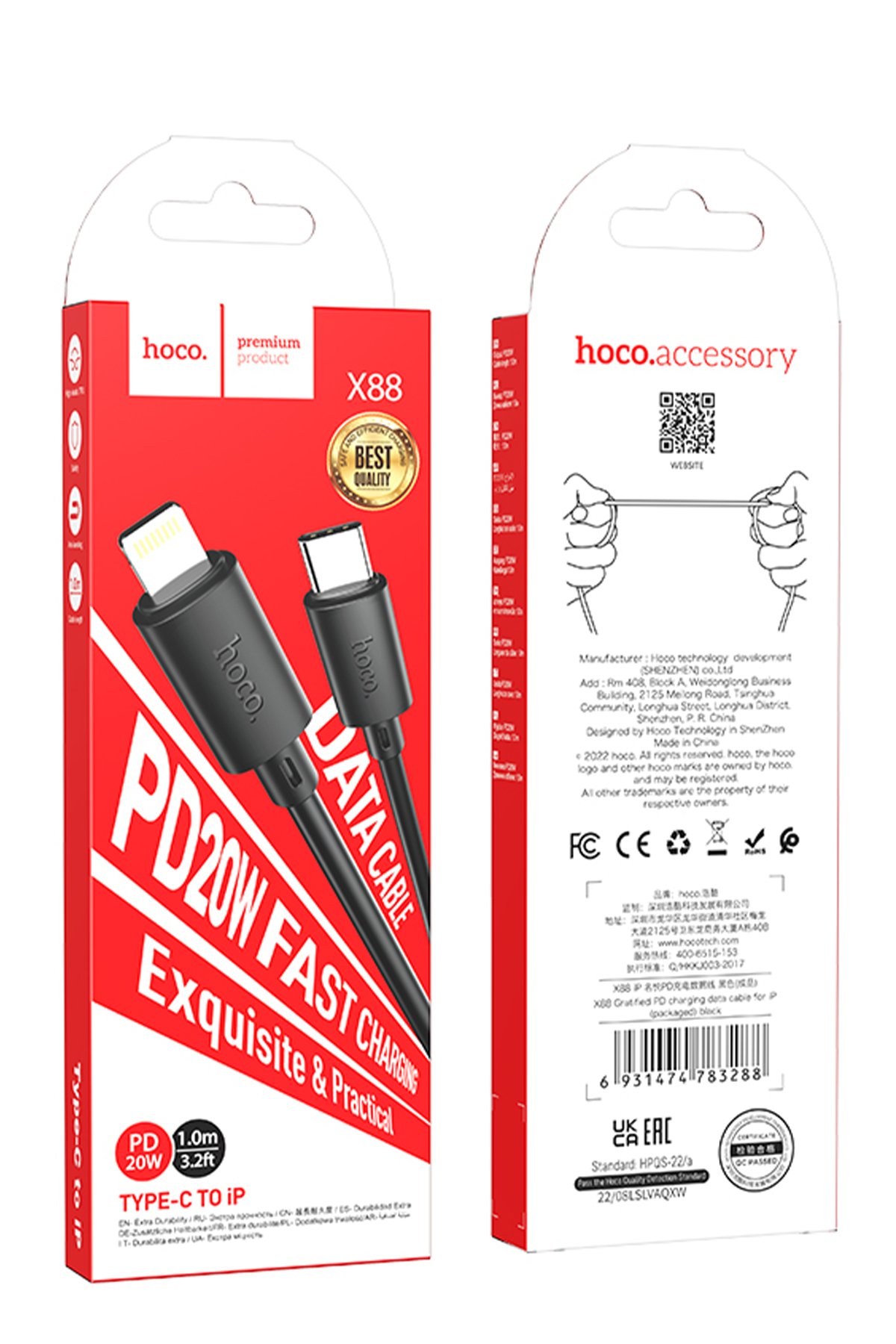 Hoco AC9A 1.5M Talent 2 Adet USB 1 Adet Type-C 1 Adet Priz PD30W Şarj Aleti - Beyaz