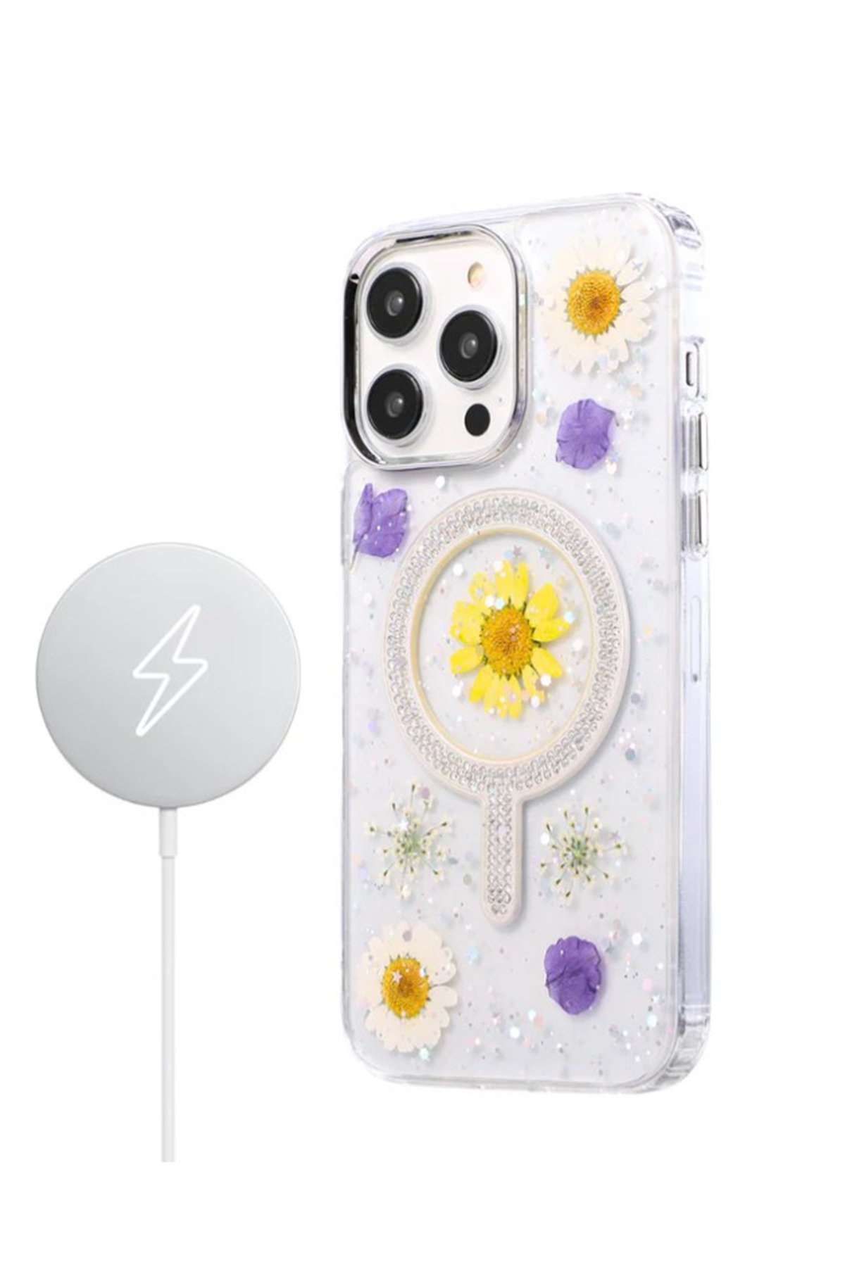 Newface iPhone 13 Kılıf Coco Deri Silikon Kapak - Pudra