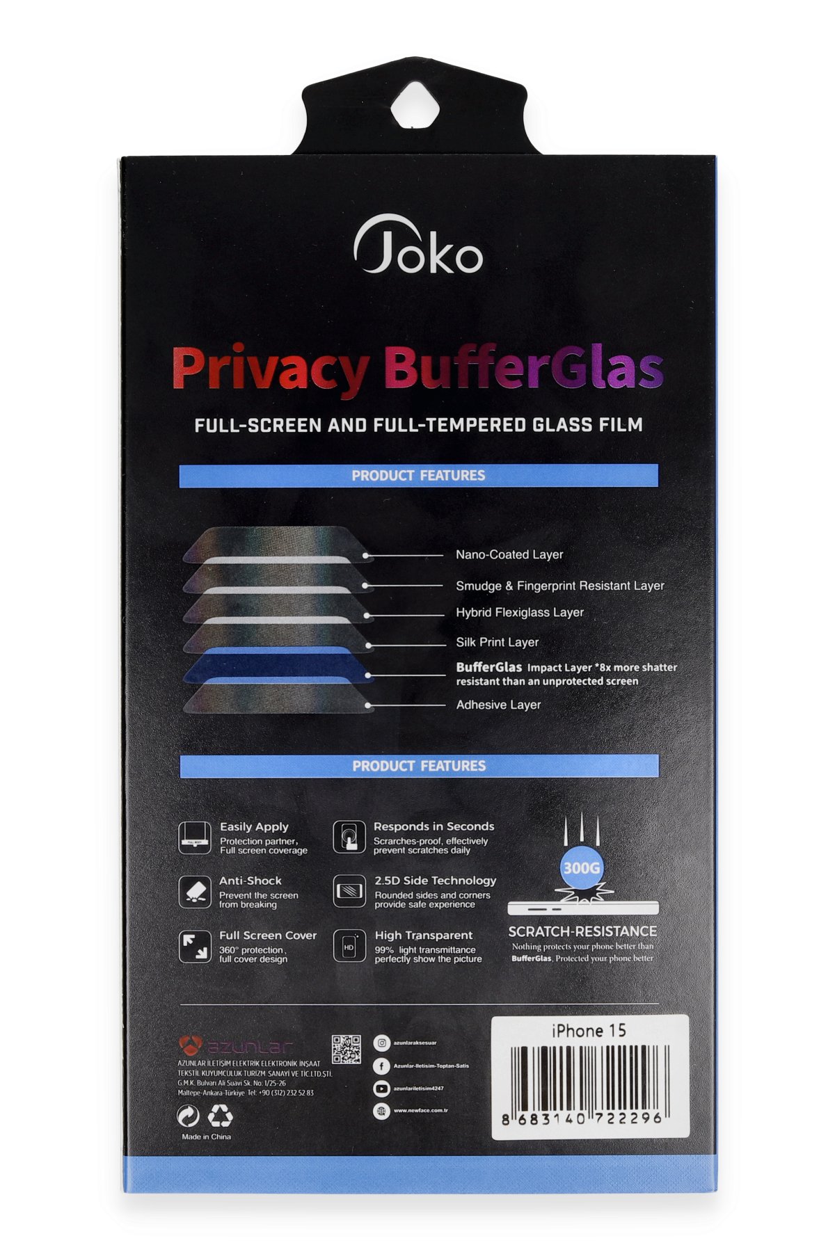 Joko iPhone 15 Pro PVD Metal Kamera Lens - Siyah