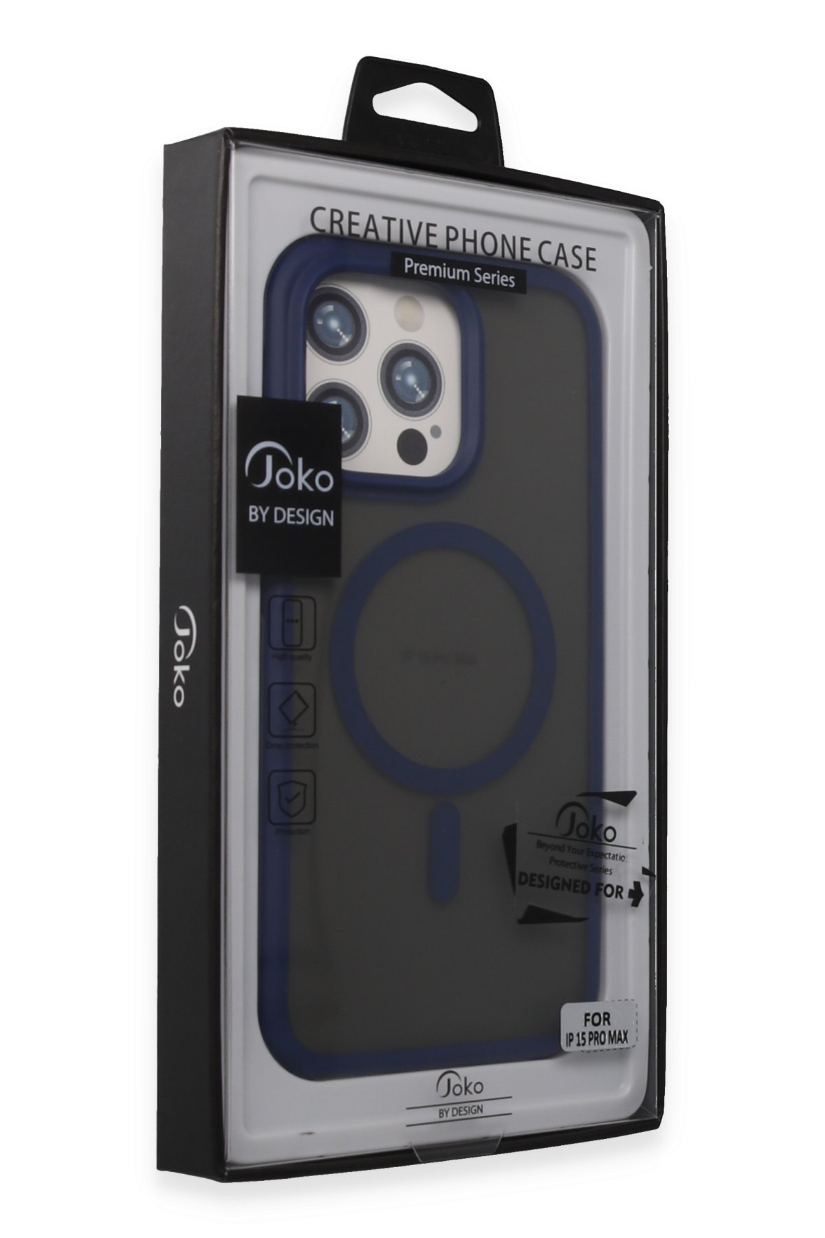 Joko iPhone 15 Pro Kılıf Metal Bumper Magneticsafe Kapak - Lacivert